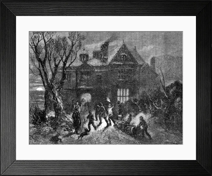 Framed Print : Bringing Home the Yule Log, 1854. Creator: M. Jackson Framed Print : Bringing Home the Yule Log, 1854. Creator: M. Jackson