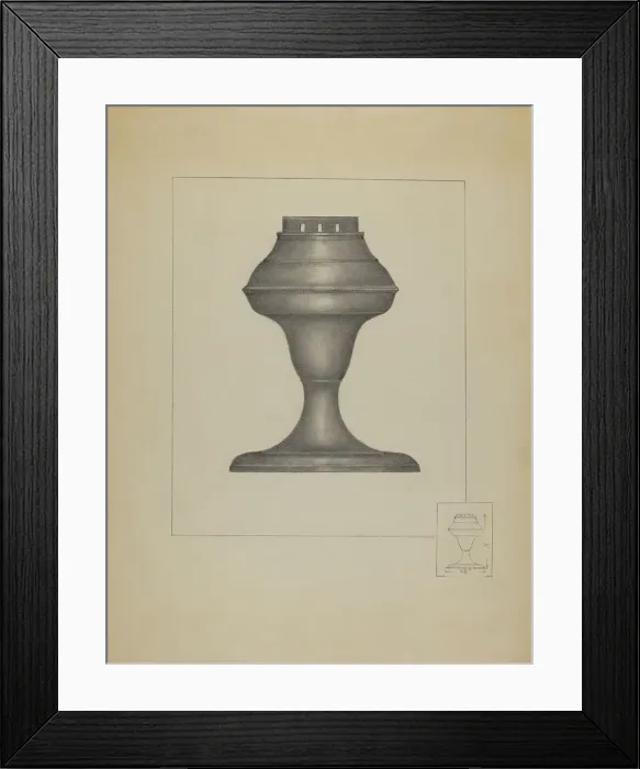 Framed Print : Pewter Lamp, c. 1936. Creator: Joseph Stonefield Framed Print : Pewter Lamp, c. 1936. Creator: Joseph Stonefield