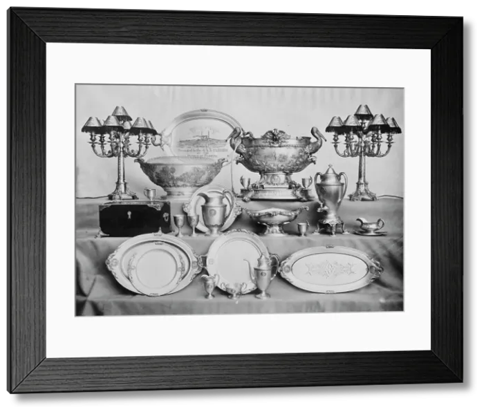 Framed Print : Silver Belonging To U.S.S. Florida, 1911. Creator: Harris & Ewing. Silver Belonging To U.S.S. Florida, 1911. Creator: Harris & Ewing Framed Print : Silver Belonging To U.S.S. Florida, 1911. Creator: Harris & Ewing. Silver Belonging To U.S.S. Florida, 1911. Creator: Harris & Ewing