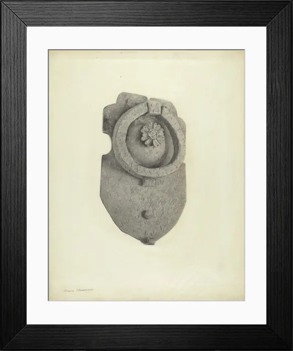 Framed Print : Door Knocker, c. 1939. Creator: Joseph Stonefield Framed Print : Door Knocker, c. 1939. Creator: Joseph Stonefield