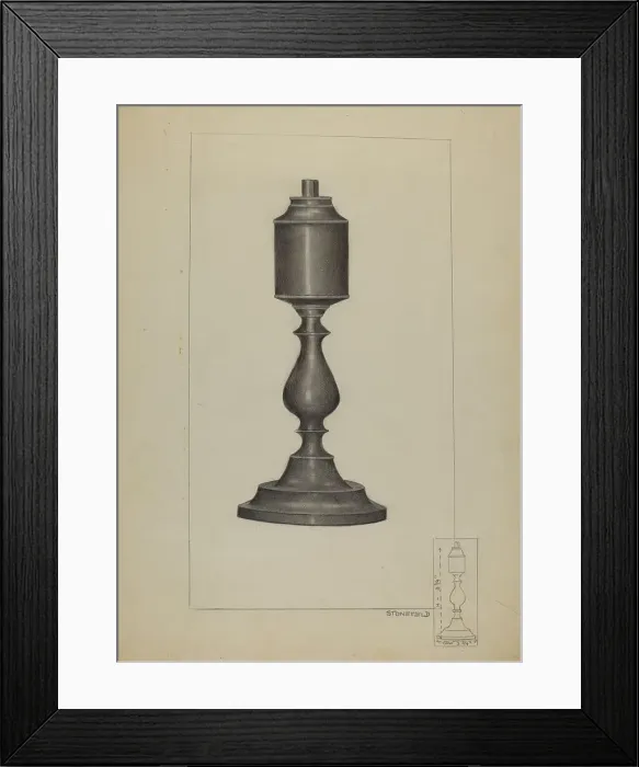 Framed Print : Whale Oil Lamp, 1935 / 1942. Creator: Joseph Stonefield Framed Print : Whale Oil Lamp, 1935 / 1942. Creator: Joseph Stonefield