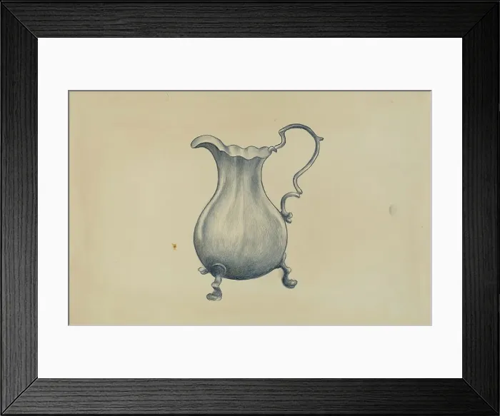 Framed Print : Silver Cream Pitcher, c. 1936. Creator: Margaret Stottlemeyer Framed Print : Silver Cream Pitcher, c. 1936. Creator: Margaret Stottlemeyer