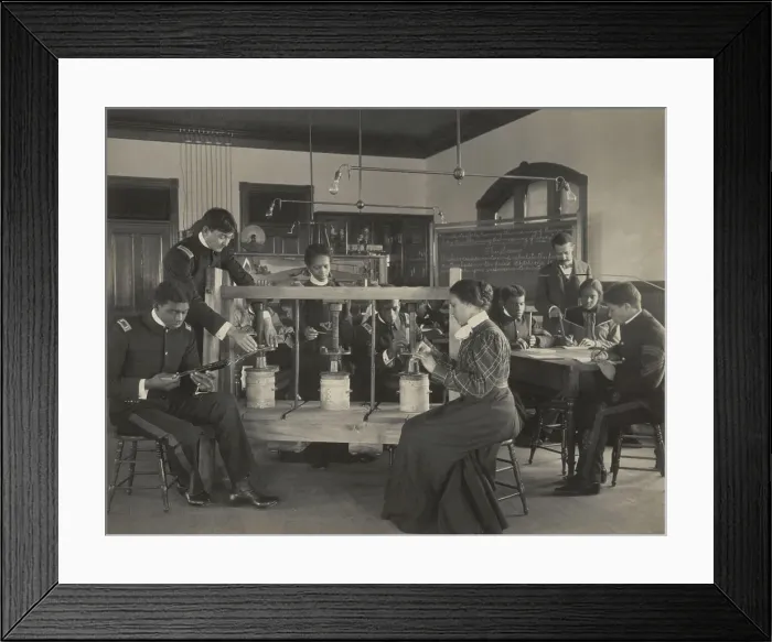 Framed Print : The cheese press screw - students studying agricultural sciences, Hampton Institute... 1899 or 1900 Creator: Frances Benjamin Johnston Framed Print : The cheese press screw - students studying agricultural sciences, Hampton Institute... 1899 or 1900 Creator: Frances Benjamin Johnston