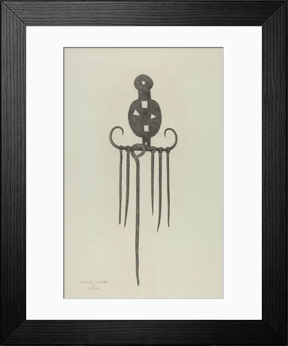 Framed Print : Skewers and Holder, c. 1940. Creators: Albert Taxson, Jacob Lipkin Framed Print : Skewers and Holder, c. 1940. Creators: Albert Taxson, Jacob Lipkin