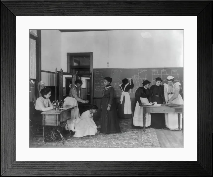 Framed Print : A class in dressmaking, Hampton Institute, Hampton, Virginia, 1899. Creator: Frances Benjamin Johnston Framed Print : A class in dressmaking, Hampton Institute, Hampton, Virginia, 1899. Creator: Frances Benjamin Johnston