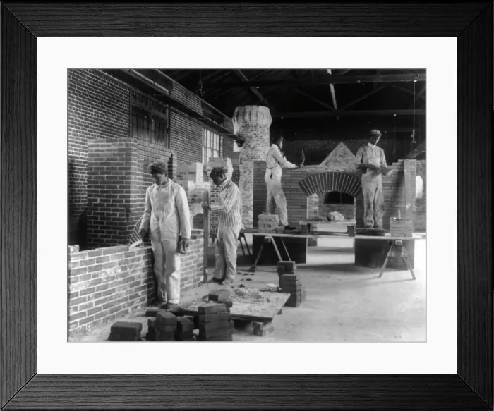 Framed Print : Students in a bricklaying class, Hampton Institute, Hampton, Virginia, 1899. Creator: Frances Benjamin Johnston Framed Print : Students in a bricklaying class, Hampton Institute, Hampton, Virginia, 1899. Creator: Frances Benjamin Johnston