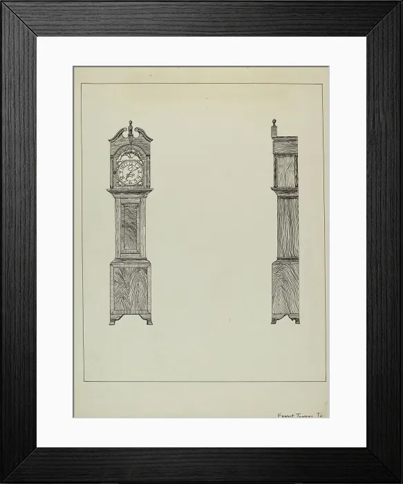 Framed Print : Grandfather Clock, c. 1936. Creator: Ernest A Towers Jr Framed Print : Grandfather Clock, c. 1936. Creator: Ernest A Towers Jr