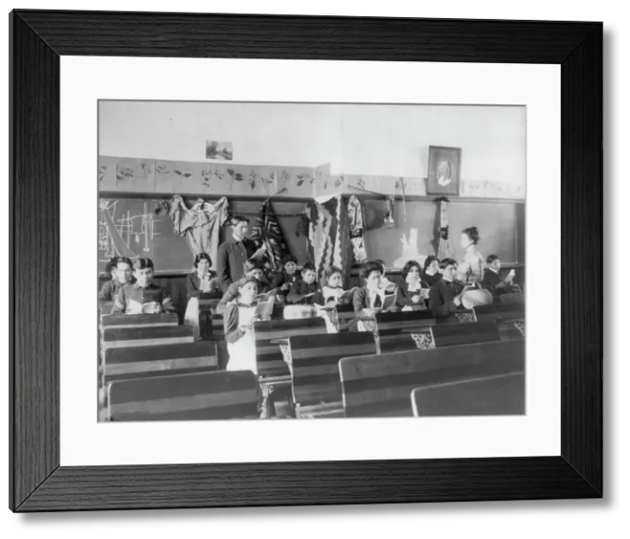 Framed Print : Male and female students reading in class, Carlisle Indian School, Carlisle, Pennsylvania, 1901. Creator: Frances Benjamin Johnston Framed Print : Male and female students reading in class, Carlisle Indian School, Carlisle, Pennsylvania, 1901. Creator: Frances Benjamin Johnston