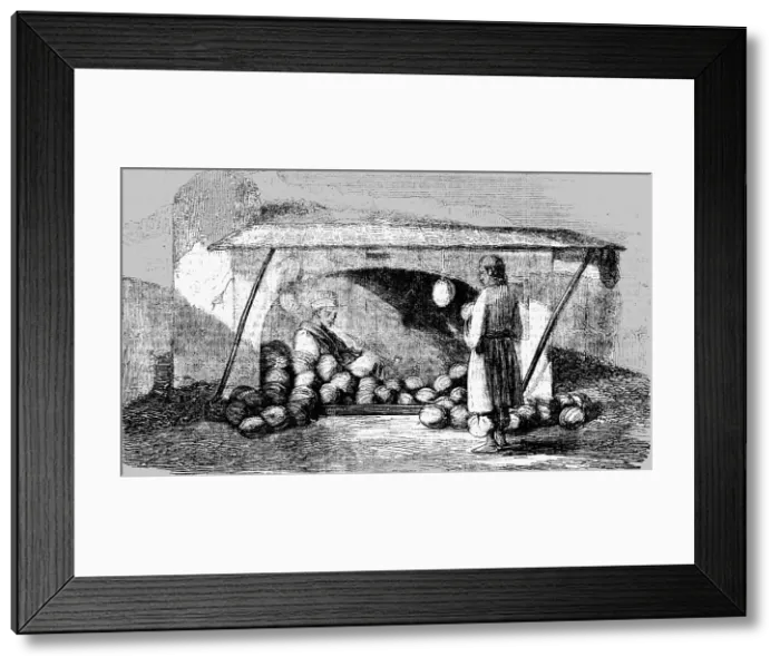 Framed Print : Wallachian seller of water-melons; Wallachia, 1854. Creator: Unknown Framed Print : Wallachian seller of water-melons; Wallachia, 1854. Creator: Unknown