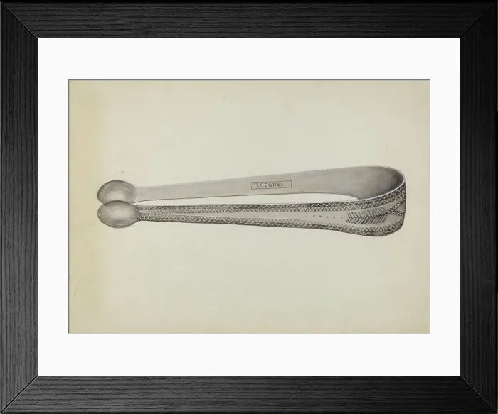 Framed Print : Silver Sugar Tongs, c. 1936. Creator: John R. Towers Framed Print : Silver Sugar Tongs, c. 1936. Creator: John R. Towers