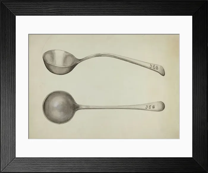 Framed Print : Silver Soup Ladle, c. 1936. Creator: John R. Towers Framed Print : Silver Soup Ladle, c. 1936. Creator: John R. Towers