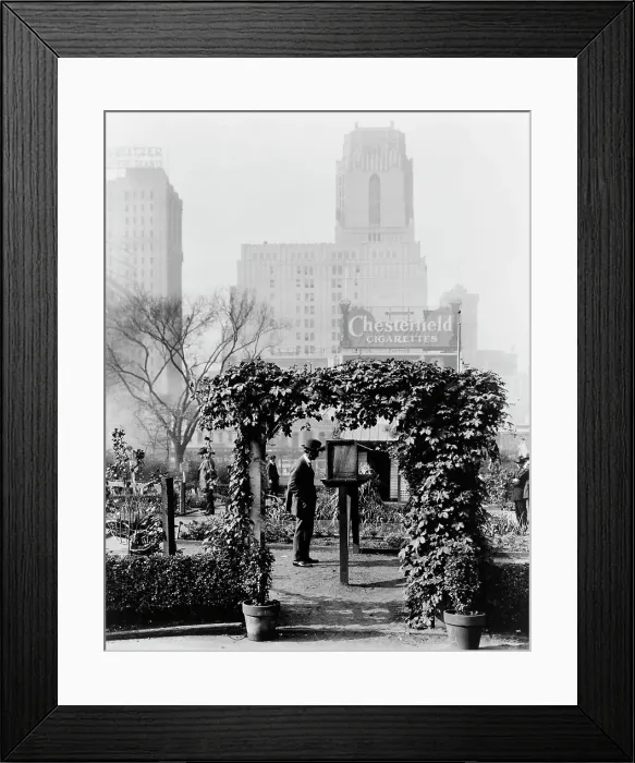 Framed Print : Demonstration garden, Bryant Park, 42nd Street and Fifth Avenue, New York, New York, 1918. Creator: Frances Benjamin Johnston Framed Print : Demonstration garden, Bryant Park, 42nd Street and Fifth Avenue, New York, New York, 1918. Creator: Frances Benjamin Johnston