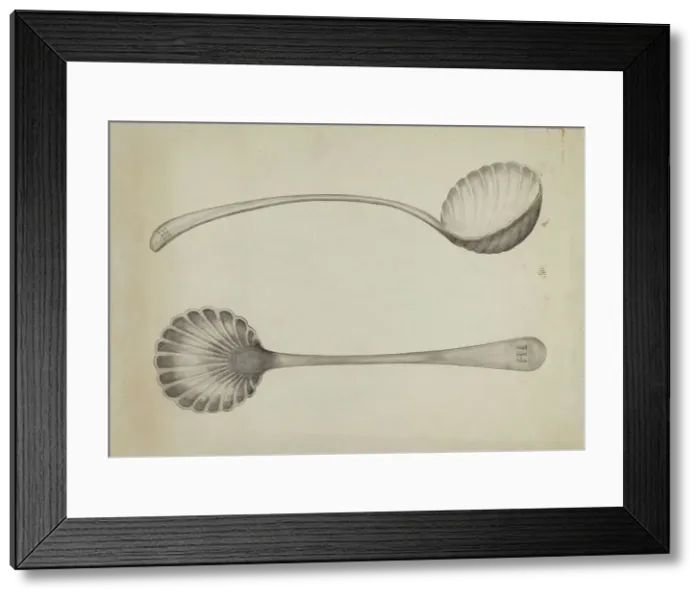 Framed Print : Silver Ladle, c. 1936. Creator: John R. Towers Framed Print : Silver Ladle, c. 1936. Creator: John R. Towers