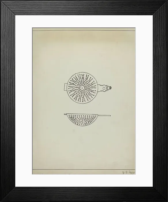 Framed Print : Silver Punch Strainer, c. 1936. Creator: John R. Towers Framed Print : Silver Punch Strainer, c. 1936. Creator: John R. Towers