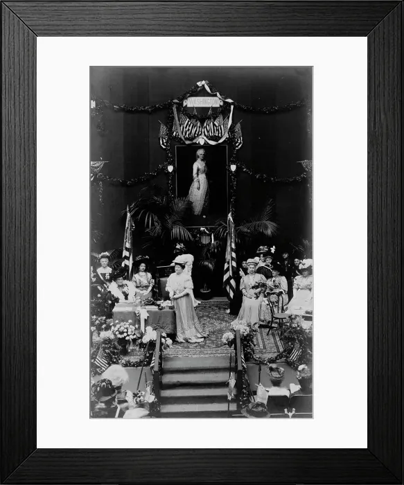 Framed Print : Women on stage at Daughters of the American Revolution convention, Washington, D.C. 1908. Creator: Frances Benjamin Johnston Framed Print : Women on stage at Daughters of the American Revolution convention, Washington, D.C. 1908. Creator: Frances Benjamin Johnston