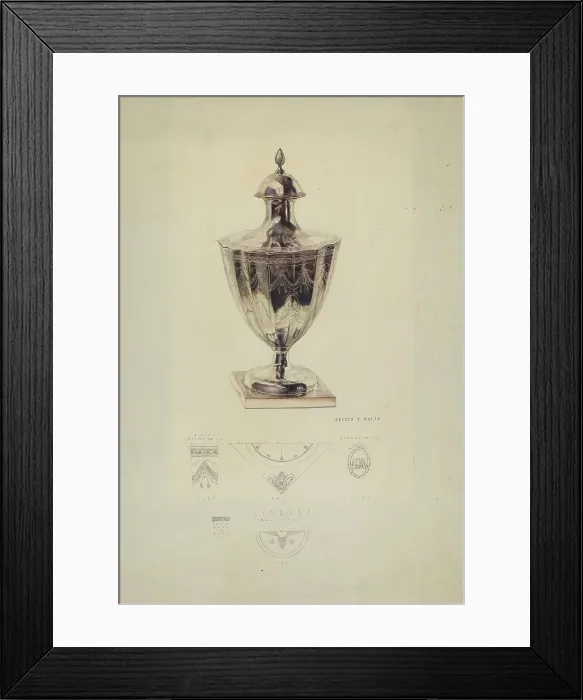 Framed Print : Silver Sugar Urn, c. 1938. Creator: Hardin Walsh Framed Print : Silver Sugar Urn, c. 1938. Creator: Hardin Walsh