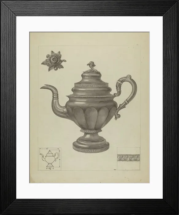 Framed Print : Silver Teapot, c. 1936. Creator: Paul Ward Framed Print : Silver Teapot, c. 1936. Creator: Paul Ward