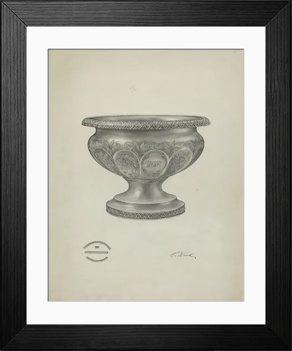Framed Print : Silver Christening Bowl, 1940. Creator: Paul Ward Framed Print : Silver Christening Bowl, 1940. Creator: Paul Ward