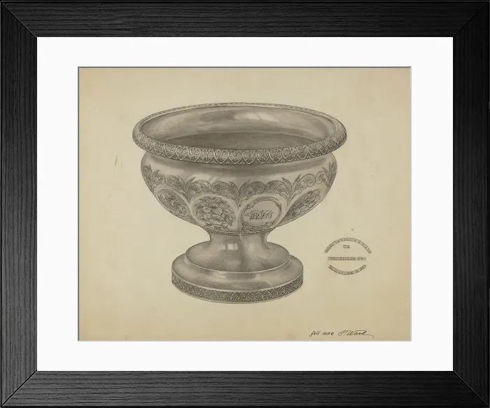 Framed Print : Silver Christening Bowl, c. 1937. Creator: Paul Ward Framed Print : Silver Christening Bowl, c. 1937. Creator: Paul Ward