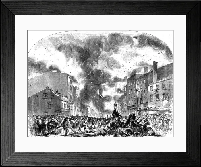 Framed Print : Fire at Messrs Harper and Brothers Printing and Publishing Establishment, New York, 1854. Creator: Unknown Framed Print : Fire at Messrs Harper and Brothers Printing and Publishing Establishment, New York, 1854. Creator: Unknown