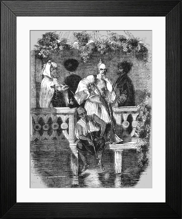 Framed Print : Coffee-House on the Bosphorus, 1854. Creator: Unknown Framed Print : Coffee-House on the Bosphorus, 1854. Creator: Unknown