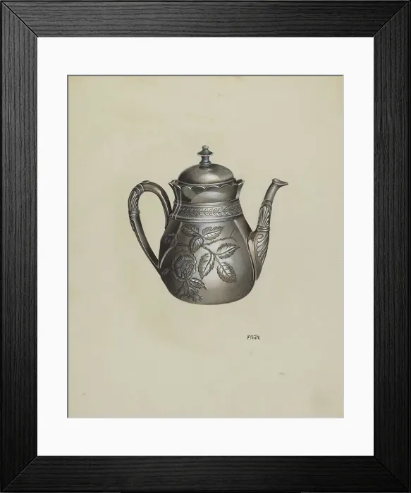 Framed Print : Silver Teapot, c. 1937. Creator: Edward White Framed Print : Silver Teapot, c. 1937. Creator: Edward White