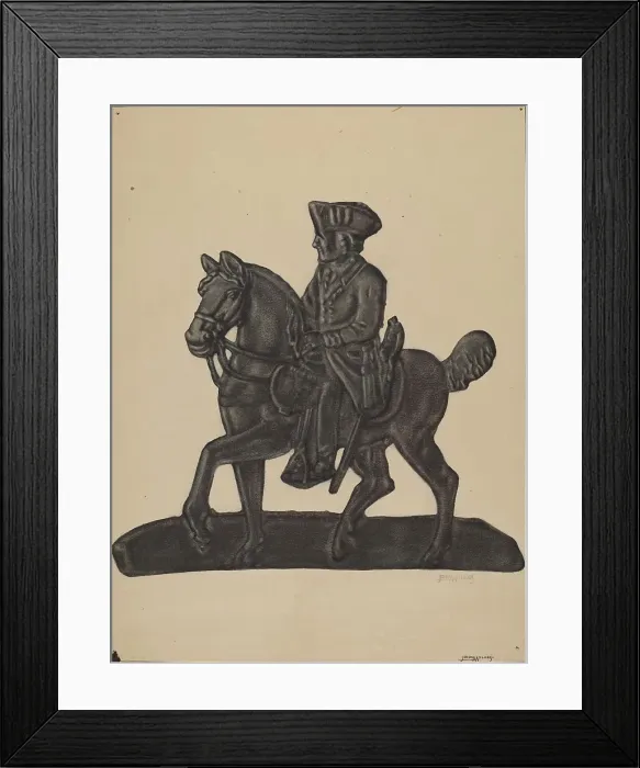Framed Print : Iron Officer on Horse, c. 1937. Creator: John Wilkes Framed Print : Iron Officer on Horse, c. 1937. Creator: John Wilkes