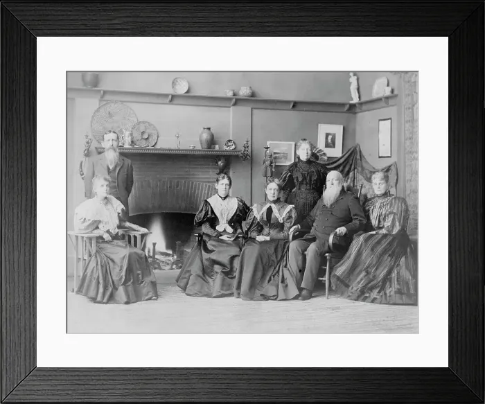Framed Print : Frances Benjamin Johnston and her family in studio, 1332 V St. N.W. Washington, D.C. 1896. Creator: Frances Benjamin Johnston Framed Print : Frances Benjamin Johnston and her family in studio, 1332 V St. N.W. Washington, D.C. 1896. Creator: Frances Benjamin Johnston