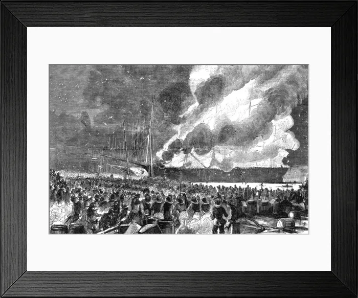 Framed Print : Burning of the Clipper Ship Great Republic, December 27, 1853, 1854. Creator: Unknown Framed Print : Burning of the Clipper Ship Great Republic, December 27, 1853, 1854. Creator: Unknown
