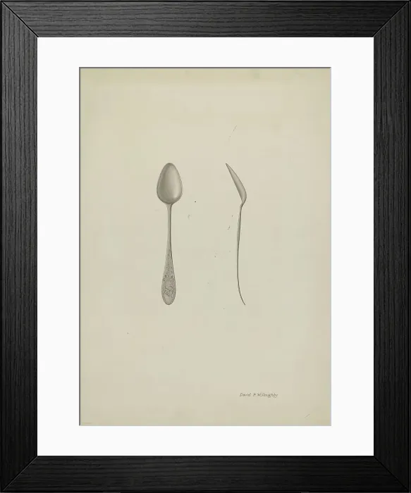 Framed Print : Silver Teaspoon, c. 1940. Creator: David P. Willoughby Framed Print : Silver Teaspoon, c. 1940. Creator: David P. Willoughby