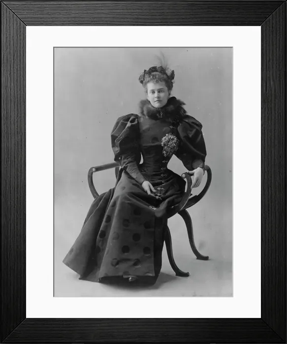 Framed Print : Mrs. Elizabeth Cameron, full-length portrait, seated, facing front, between c1890 and c1910. Creator: Frances Benjamin Johnston Framed Print : Mrs. Elizabeth Cameron, full-length portrait, seated, facing front, between c1890 and c1910. Creator: Frances Benjamin Johnston