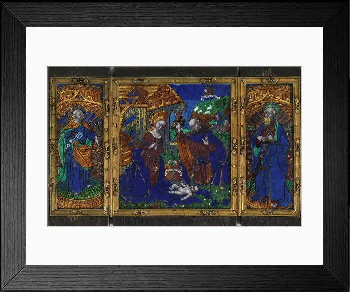 Framed Print : The Nativity with St Peter and St Paul, c.1500. Creator: Workshop of the Master of the Triptych of Louis XII Framed Print : The Nativity with St Peter and St Paul, c.1500. Creator: Workshop of the Master of the Triptych of Louis XII