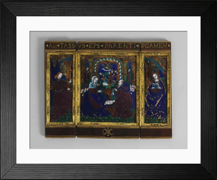 Framed Print : Nativity between the Angel and the Virgin of the Annunciation, c.1500. Creator: Atelier du Maitre aux grands fronts Framed Print : Nativity between the Angel and the Virgin of the Annunciation, c.1500. Creator: Atelier du Maitre aux grands fronts