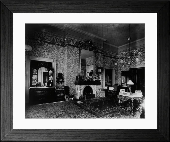 Framed Print : White House bedroom, c1893, printed later. Creator: Frances Benjamin Johnston Framed Print : White House bedroom, c1893, printed later. Creator: Frances Benjamin Johnston