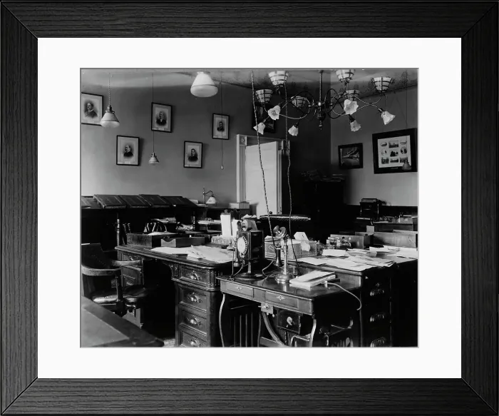 Framed Print : White House office, Washington, D.C. between 1889 and 1906. Creator: Frances Benjamin Johnston Framed Print : White House office, Washington, D.C. between 1889 and 1906. Creator: Frances Benjamin Johnston