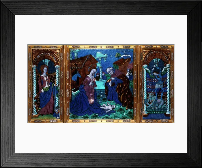 Framed Print : The Nativity with St Catherine and St Michael, c.1500. Creator: Workshop of the Master of the Triptych of Louis XII Framed Print : The Nativity with St Catherine and St Michael, c.1500. Creator: Workshop of the Master of the Triptych of Louis XII