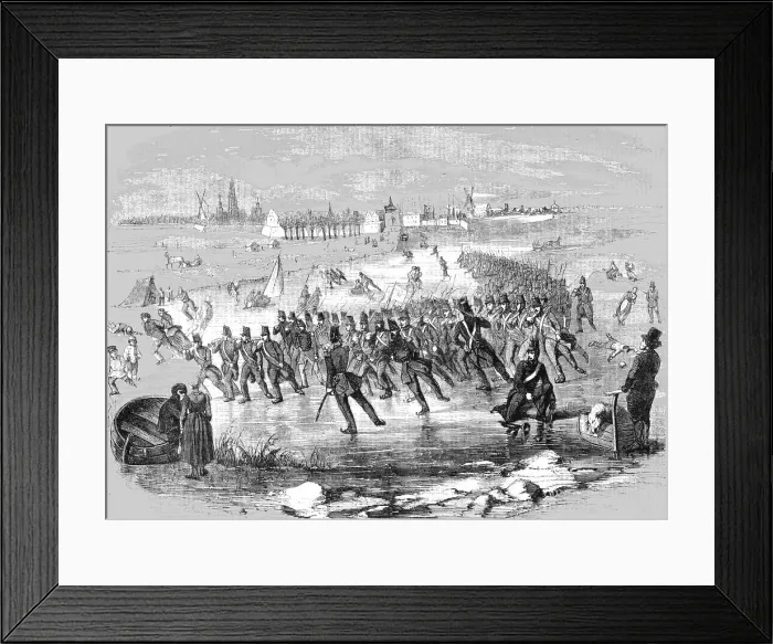 Framed Print : Manoeuvres of a Regiment of Dutch Infantry upon the Ice, near Dordrecht, 1854. Creator: Unknown Framed Print : Manoeuvres of a Regiment of Dutch Infantry upon the Ice, near Dordrecht, 1854. Creator: Unknown