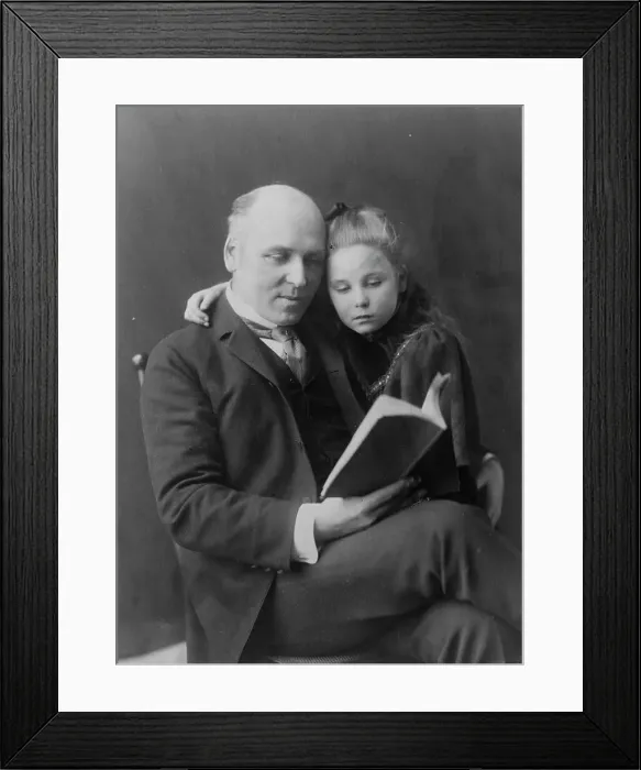 Framed Print : Howard Pyle, three-quarter length portrait, seated, facing slightly right... c1890 - 1900. Creator: Frances Benjamin Johnston Framed Print : Howard Pyle, three-quarter length portrait, seated, facing slightly right... c1890 - 1900. Creator: Frances Benjamin Johnston