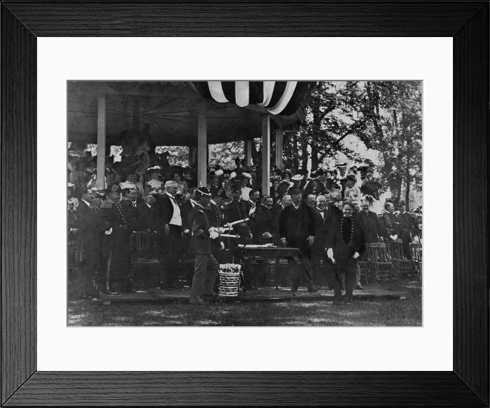 Framed Print : Graduation Day at Annapolis - cadet receiving his diploma from President Theodore Roosevelt, 1902. Creator: Frances Benjamin Johnston Framed Print : Graduation Day at Annapolis - cadet receiving his diploma from President Theodore Roosevelt, 1902. Creator: Frances Benjamin Johnston