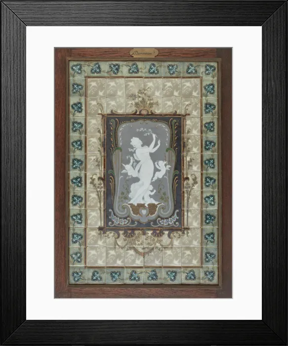 Framed Print : Plaque showing a woman and three cherubs, late 19th-early 20th century. Creator: Albert Louis Dammouse Framed Print : Plaque showing a woman and three cherubs, late 19th-early 20th century. Creator: Albert Louis Dammouse