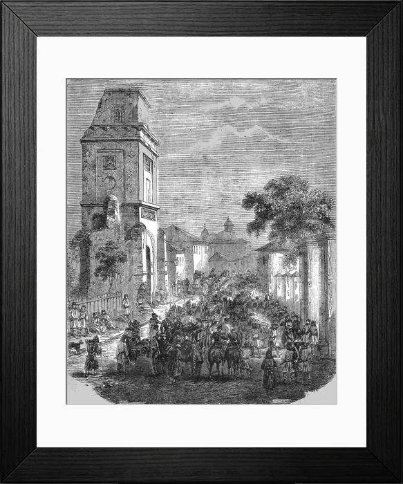 Framed Print : Carrying the Wounded Russians to St George's, Bucharest, 1854. Creator: Unknown Framed Print : Carrying the Wounded Russians to St George's, Bucharest, 1854. Creator: Unknown