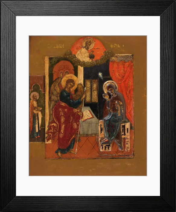 Framed Print : The Annunciation. Creator: Russian School Framed Print : The Annunciation. Creator: Russian School