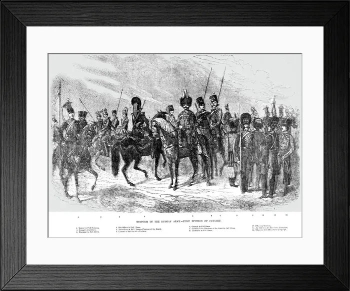 Framed Print : Uniform of the Russian Army - First Division of Cavalry, 1854. Creator: Unknown Framed Print : Uniform of the Russian Army - First Division of Cavalry, 1854. Creator: Unknown