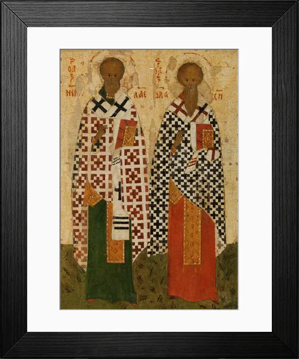 Framed Print : Saint Nicholas and Saint Blaise, between 1500 and 1600. Creator: Novgorod school Framed Print : Saint Nicholas and Saint Blaise, between 1500 and 1600. Creator: Novgorod school
