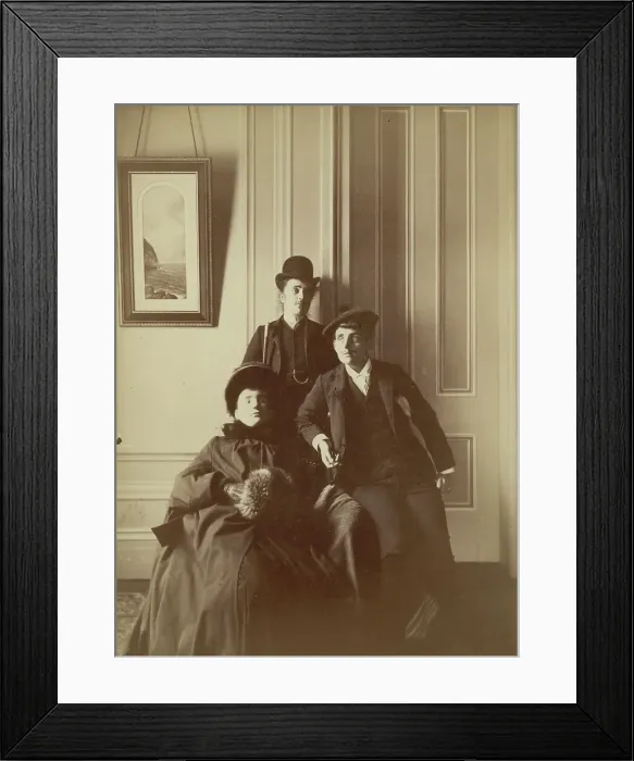 Framed Print : Frances Benjamin Johnston (right), full-length self-portrait dressed as a man with... c1880 - 1900. Creator: Frances Benjamin Johnston Framed Print : Frances Benjamin Johnston (right), full-length self-portrait dressed as a man with... c1880 - 1900. Creator: Frances Benjamin Johnston