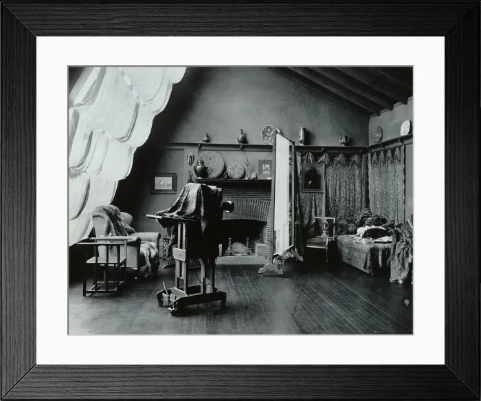 Framed Print : Interior of Frances Benjamin Johnston's studio at 1332 V St. NW, Washington, D.C... c1900. Creator: Frances Benjamin Johnston Framed Print : Interior of Frances Benjamin Johnston's studio at 1332 V St. NW, Washington, D.C... c1900. Creator: Frances Benjamin Johnston