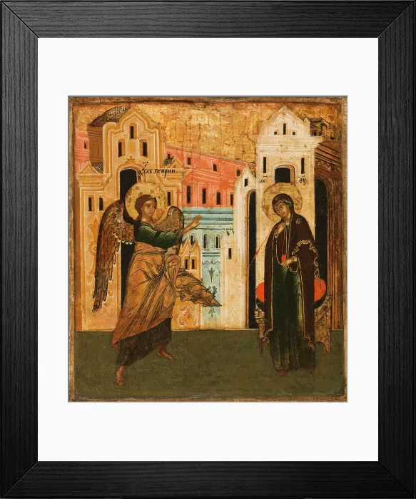 Framed Print : The Annunciation, between 1600 and 1625. Creator: Novgorod school Framed Print : The Annunciation, between 1600 and 1625. Creator: Novgorod school