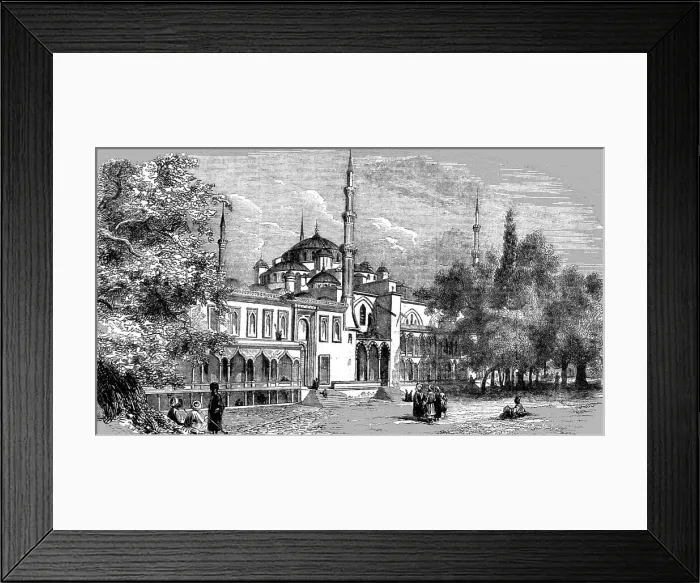 Framed Print : Grand Mosque of the Sultan Achmet on the Hippodrome at Constantinople, 1854. Creator: Unknown Framed Print : Grand Mosque of the Sultan Achmet on the Hippodrome at Constantinople, 1854. Creator: Unknown