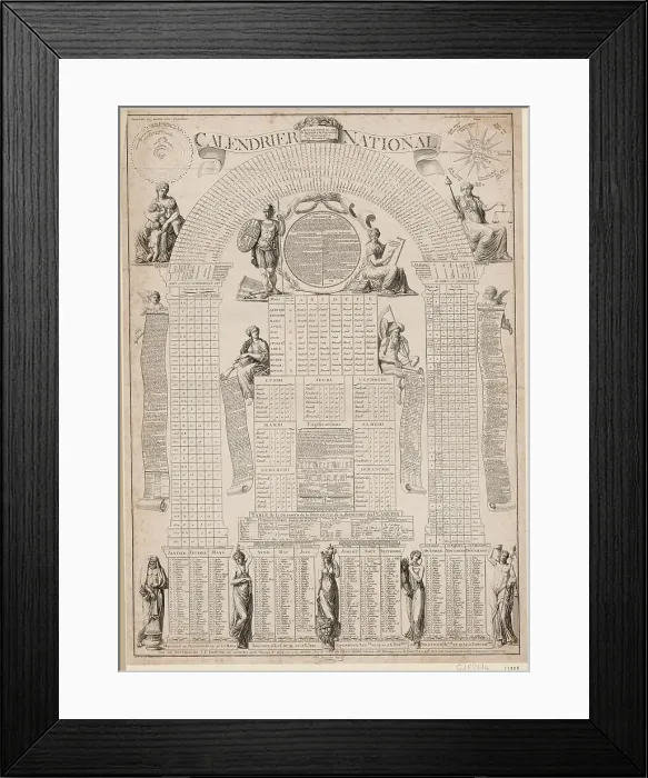 Framed Print : Calendrier national calculé pour 30 ans et présenté à la Convention nationale le 31 décembre 1792. Creator: Hennin, Michel (1777-1863) Framed Print : Calendrier national calculé pour 30 ans et présenté à la Convention nationale le 31 décembre 1792. Creator: Hennin, Michel (1777-1863)