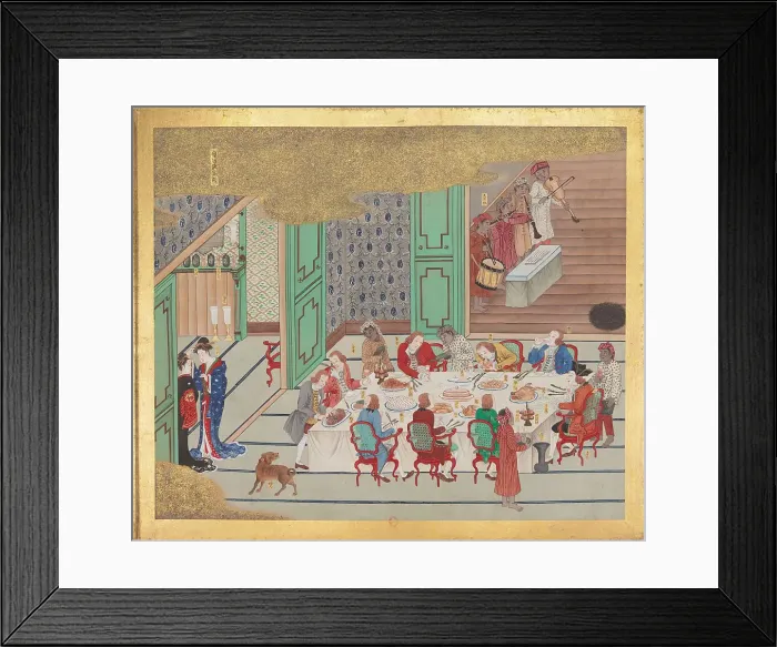 Framed Print : Dutch Banquet at Christmas Eve. From Bankan-Zu, Smith-Lesouëf Japonais 188, 1797. Creator: Ishizaki, Yushi (1768-1846) Framed Print : Dutch Banquet at Christmas Eve. From Bankan-Zu, Smith-Lesouëf Japonais 188, 1797. Creator: Ishizaki, Yushi (1768-1846)